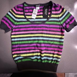 Sonia Rykiel Striped short-sleeved crew-neck sweater,  NWT, Sz M